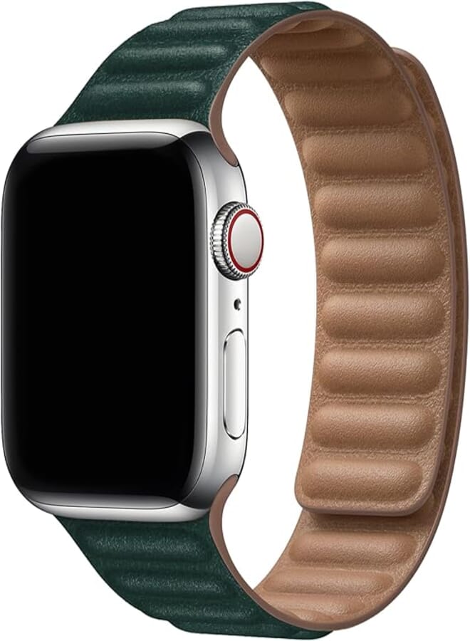 DailyObjects Poppy Leather Link Compatible With Apple WatchBand | Compatible with Apple Watch Series SE, Ultra, 2, 3, 4, 5, 6, 7, 8, 9 | Easy installation | Durable Material